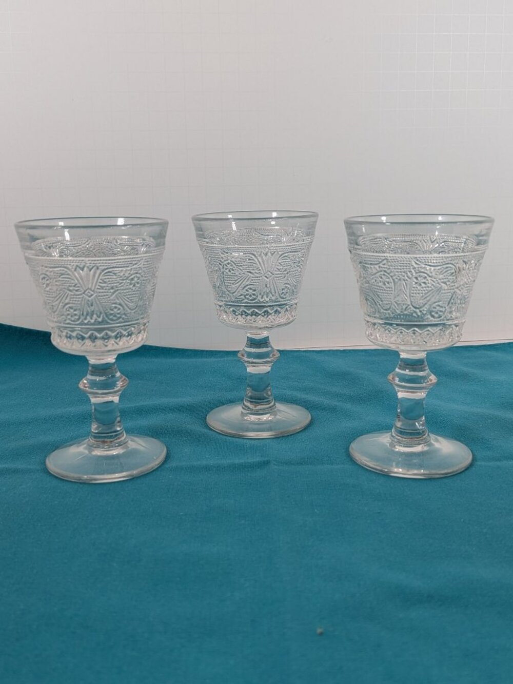 Set of 3 Vintage Duncan Miller Sandwich Cordial/Sherry/Aperitif Glass Goblets